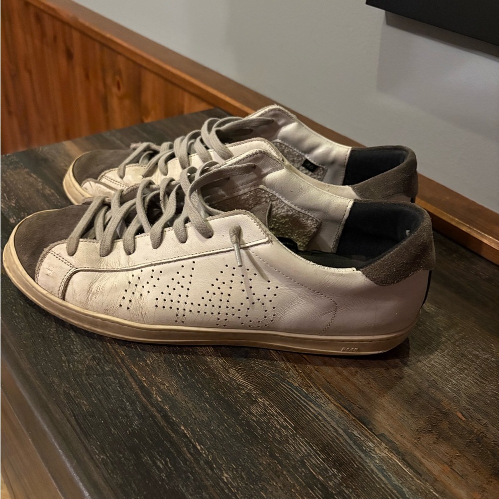 Men's Casual Leather Sneakers in White and Brown